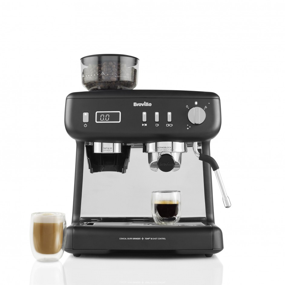 Breville Barista Max+ vooraanzicht met koffie